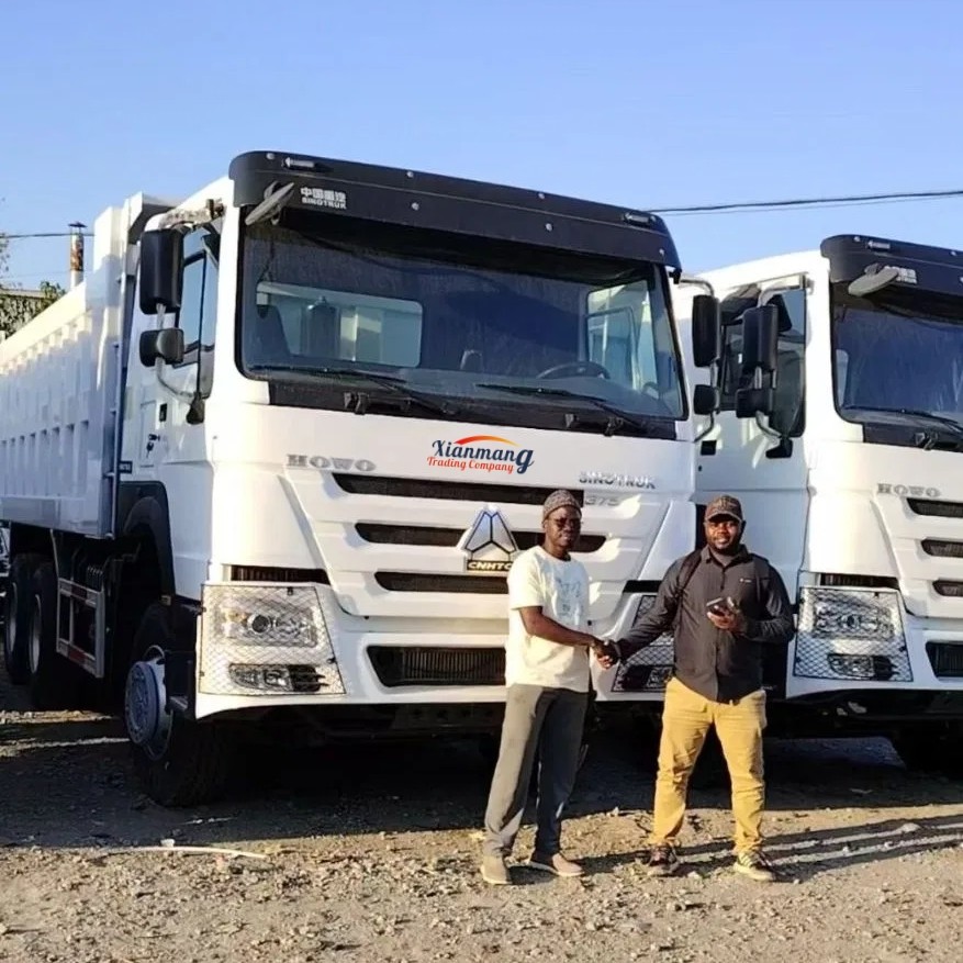 Latest company Cases about Hai người bạn từ Congo đến thăm bãi đậu xe của chúng tôi và chọn mua 2 chiếc xe tải trắng HOWO 371.