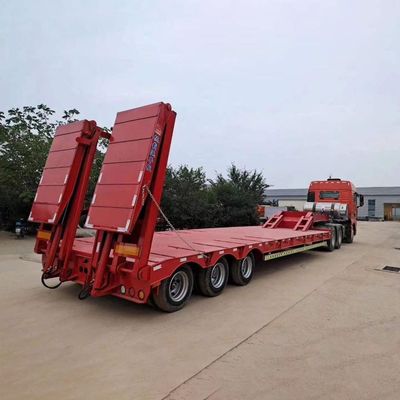 Giá tốt. Semi-trailer giường thấp với thang thủy lực 3 trục và đường dốc tự động 40T-100T Capacity Load ở Nam Phi trực tuyến