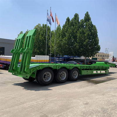 Giá tốt. 3-Axle 60t Dump Semi-Trailer với Ramp Hydraulic Low Bed Trailer và 4/5/6mm Thick Grid Plate trực tuyến